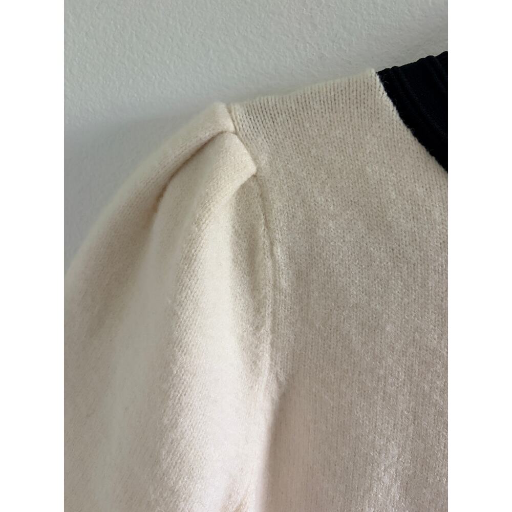 English Factory Cream Puff Sleeve Sweater Top Black Trim Gold M - Picture 6 of 10